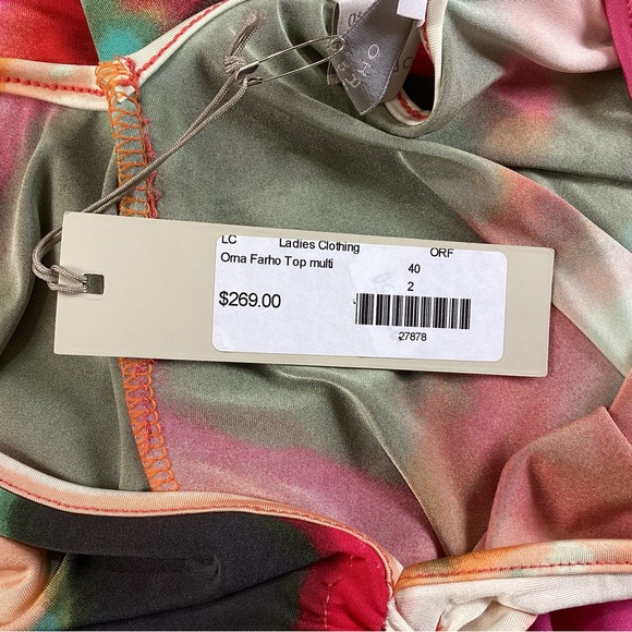 NWT-Orna Farho-Paris -abstract, multicolor designer blouse-size M - Picture 4 of 5